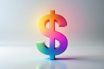 Fototapeta premium Modern Gradient Dollar Sign on White Background - Finance, Money, Wealth, Success, Business