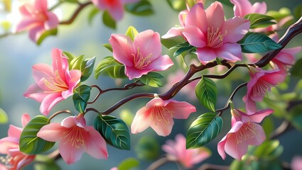 Vibrant Chinese Flowers Scene
