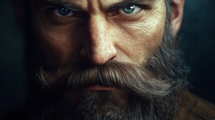 Obraz premium Curly Stylish Beard with Mustache – Cut Out 8K Realistic Lighting