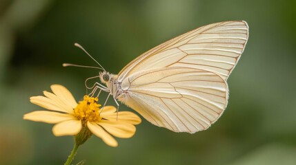 Pale Butterfly on Yellow Flower