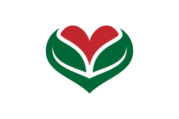 Flower love logo design concept. Flower logo packaged in a heart shape. Logos of green leaf ecology nature element vector icon. Isolated on transparent background