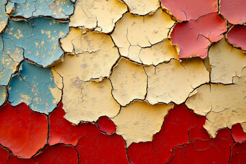 Obraz premium A close up of a wall with peeling paint on it