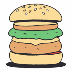 Illustration Burger Isolated Background Fast Food Icon