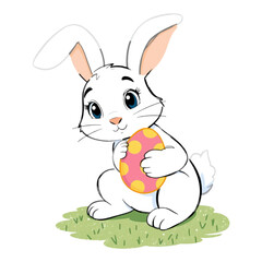 Easter Bunny Egg Hunt - Spring Festival Illustration