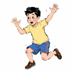 Fototapeta premium Illustration of Figure Character jumping over an obstacle.