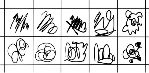 Abstract Scribble Doodle Illustration Set – Hand-Drawn Ink Line Art