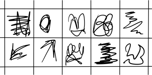 Abstract Scribble Doodle Illustration Set – Hand-Drawn Ink Line Art