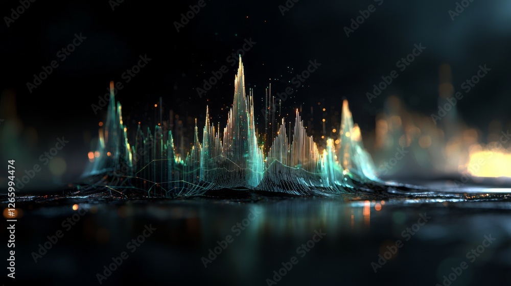 Poster concept of digital data visualization utilizing statistical graph charts for business performance me