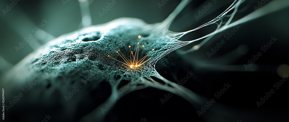 Poster the picture displays an abstract background that incorporates luminous blue lines and an intricate n