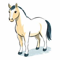 Obraz premium Graceful Cartoon Horse Vector Illustration – Hand Drawn, Scalable, and Isolated on White