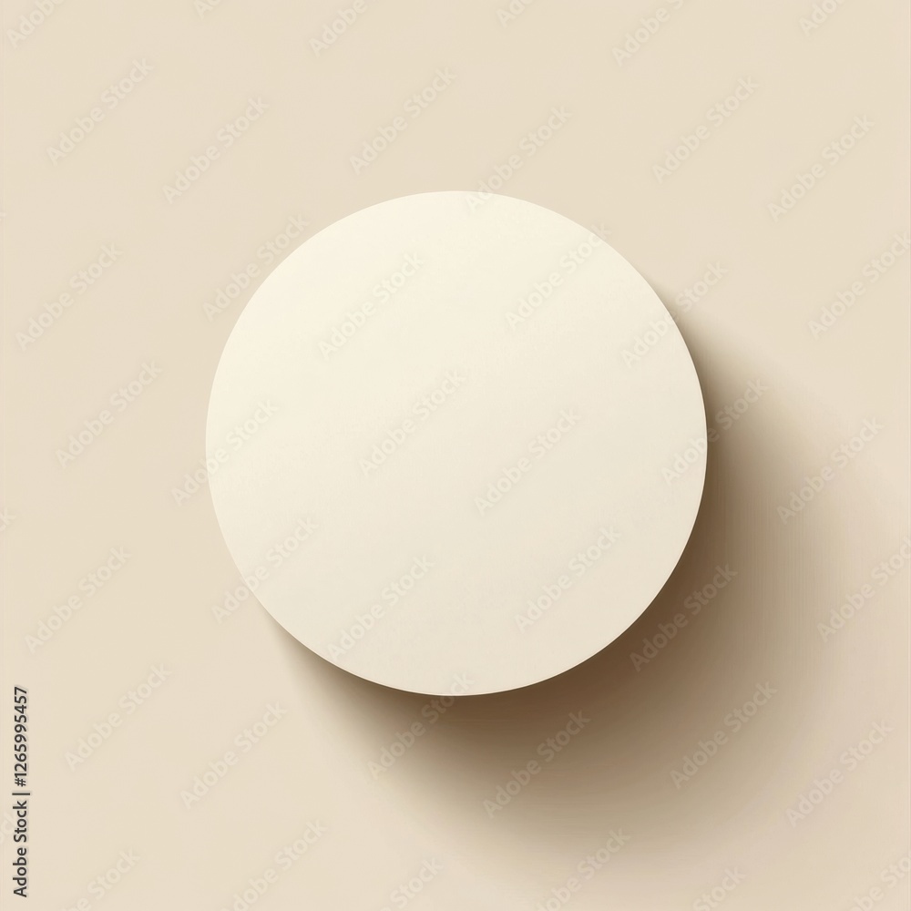 Poster circular design element with soft shadow on a neutral background for minimalistic decor or presentat