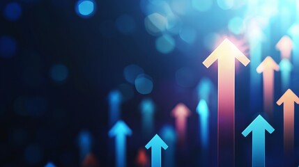 Growth Arrows Rising, Business Success, Financial Concept. Investment And Strategy Ideas.