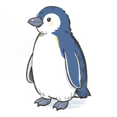 Illustration Style Penguin in Black and White Isolated Background