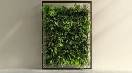Fototapeta premium Lush Greenery in a Modern Minimalist Setting: A Vertical Garden