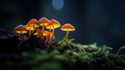 Fototapeta premium Closeup view of fresh mushroom in forest in Spring.