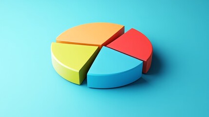 Obraz premium Colorful Pie Chart For Business Data Visualization On Blue Background. Market Analysis Concept.
