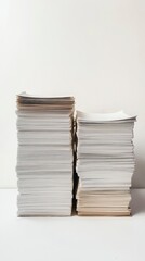 Stacks of Unused Paper in Different Shades on a Clean Surface