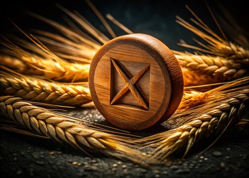 Mystical Dagaz Rune: Low-Light Rye Circle Photography - Scandinavian Esoteric Symbol