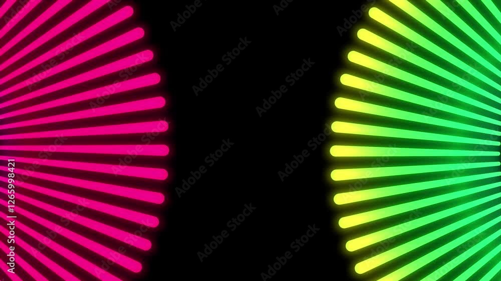 Poster 4k seamless loop: rotating circle animation background video multi-colored with copy space area.