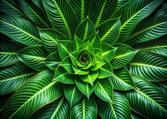 Mystical Green Spiral in Low Light, Nature's Night Pattern