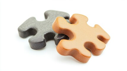 Connected Puzzle Pieces. Solution, Teamwork.