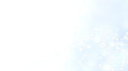 Medical abstract gradient background with molecules in white and light blue. web banner. Molecular design on a white and light blue gradient medical background.Technology, science, and medical concept