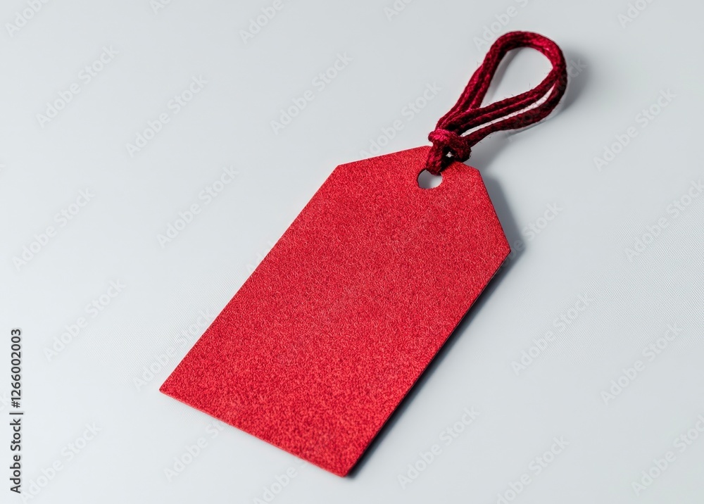 Poster blank red tag with string for pricing and labeling items