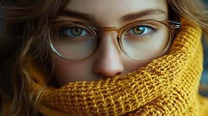 Professional Woman with Glasses and Yellow Scarf