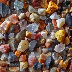 Colorful Collection of Various Natural Stones and Pebbles Textures
