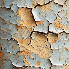 Obraz premium Textured cracked surface with blue and orange hues for backgrounds