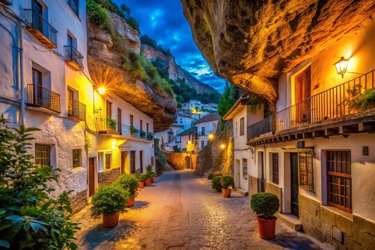 Night Photography: Cave Houses of Setenil de las Bodegas, Andalusia, Spain