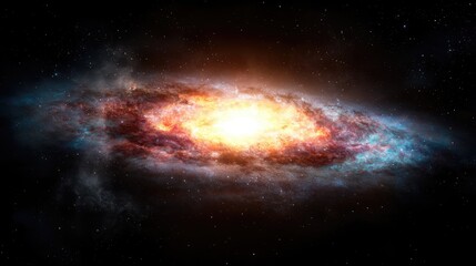 Obraz premium Spiral galaxy in deep space, vibrant colors, cosmic nebula, celestial body, astronomical wonder, vast expanse of universe, for space exploration, astronomy education