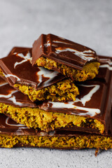 Dubai chocolate bar with pistachio paste and kadaif dough