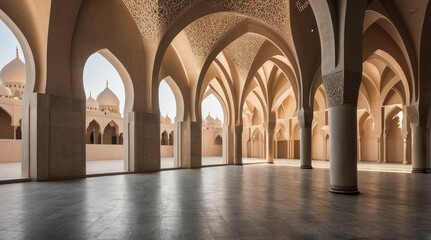 Serene Mosque Courtyard Architecture Interior Design