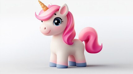Playful unicorn toy studio 3d model white background close-up imagination and fun