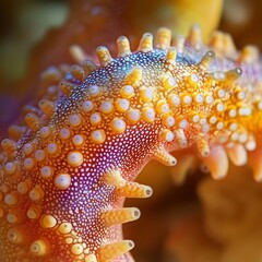 Close-Up View of Colorful Sea Star on Coral Reef Underwater