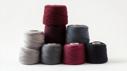 A stack of yarn with different colors and textures