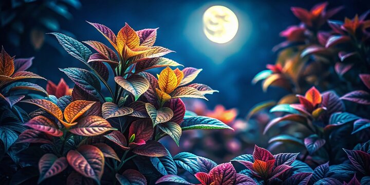 Night Photography: Wegerich Plant Illuminated by Moonlight