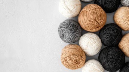 A collection of different colored yarn balls arranged in a circle