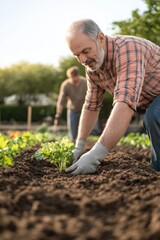 Fototapeta premium Gardener working in garden in Spring.
