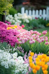 Beautiful garden with colorful flowers.