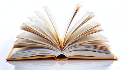 Open Book, Blank Pages, White Background - High-Resolution Stock Photo