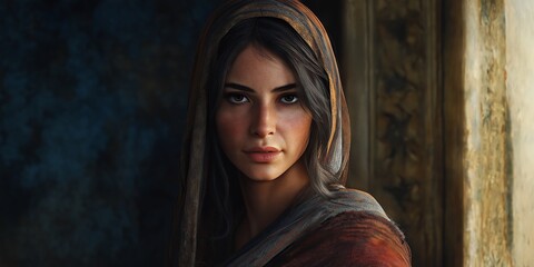 Fototapeta premium Rachel's theft of Laban's household gods added complexity, indicating her reluctance to fully sever ties