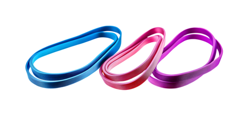 three set of Resistance Bands isolated transparent background