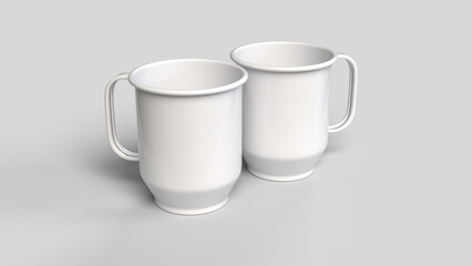 two white mugs on a white backdrop