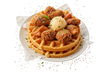 Chicken And Waffles isolated on transparent