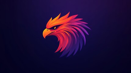 Colorful Abstract Representation of an Eagle's Head, Showcasing Vibrant Hues and a Fierce Expression Against a Dark Background