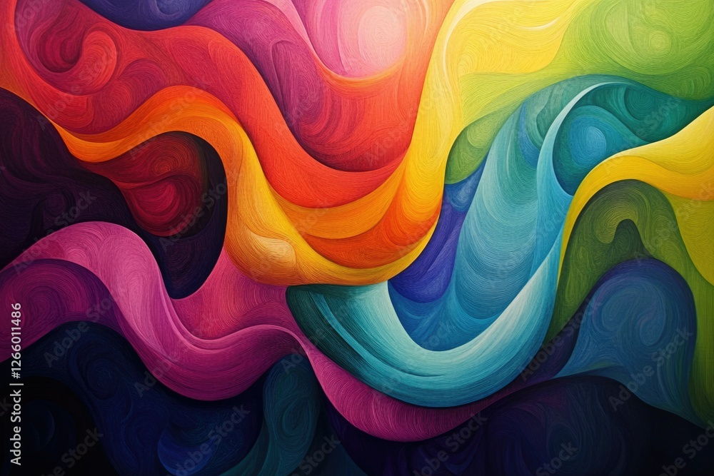 Poster abstract painting with vibrant, swirling colors creating a dynamic and energetic composition.