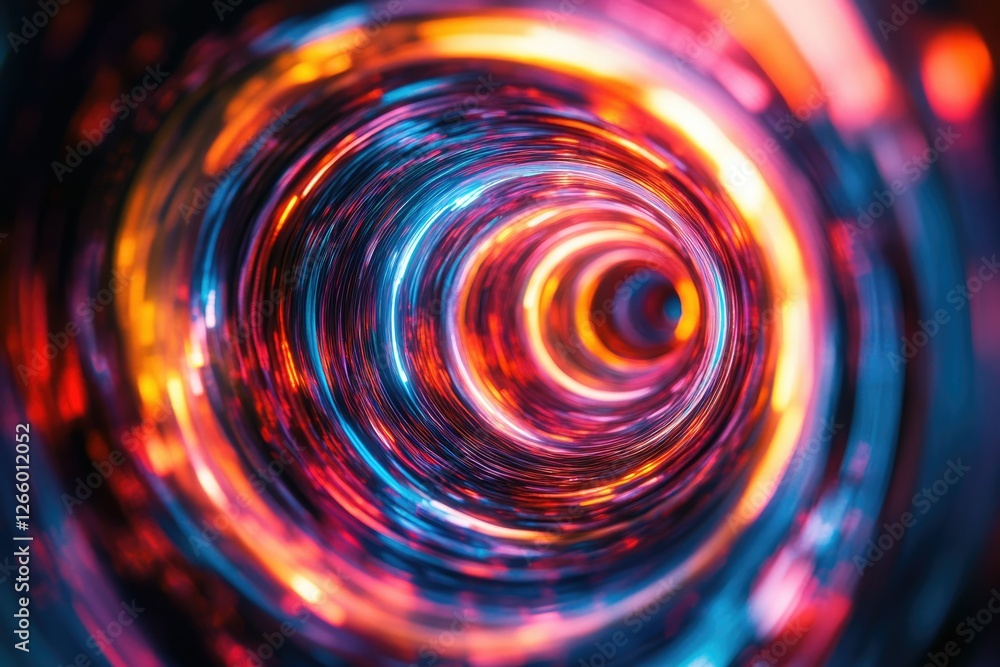 Poster Abstract swirling tunnel of vibrant neon lights, creating a mesmerizing and dynamic visual effect.