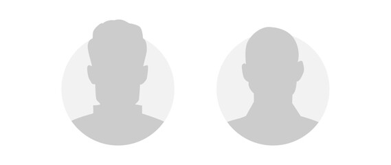 Vector flat illustration. Icons of man and woman. Avatar, user profile, person icon, profile picture. Suitable for social media profiles, icons, screensavers and as a template. Business concept.